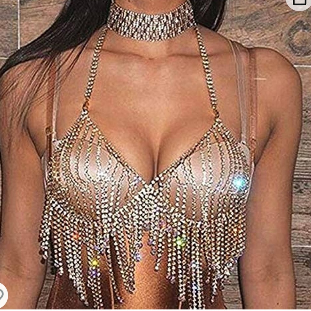 Rhinestone bra chain